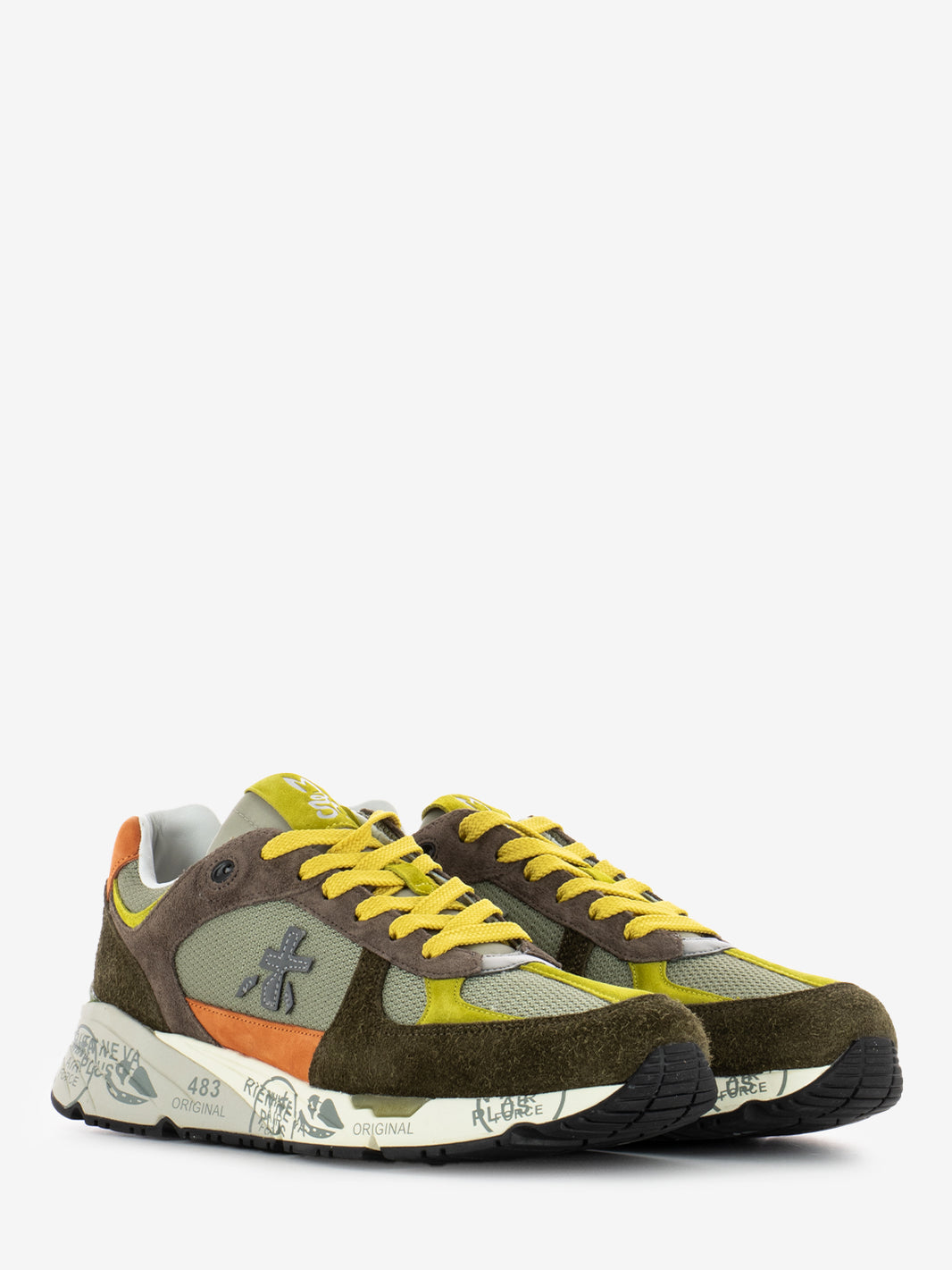Mase brown / military green / orange sneakers
