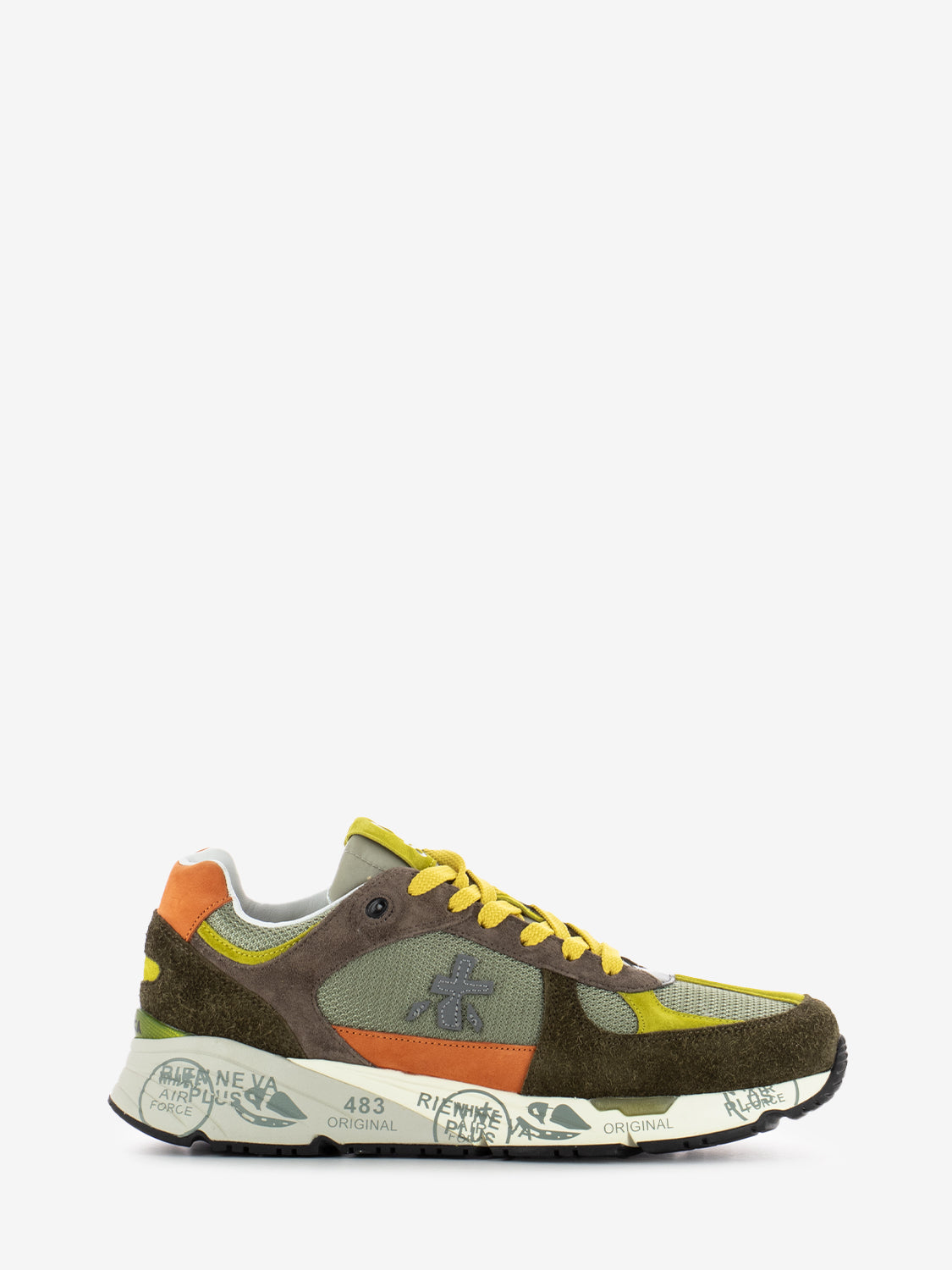 Mase brown / military green / orange sneakers
