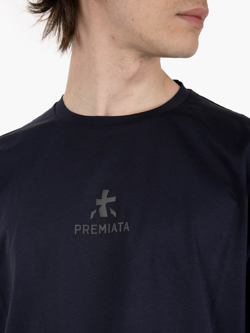 T-shirt stampa logo e fori posteriori blue