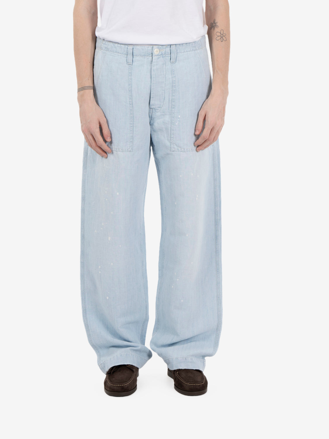 Fatigue Painter pants Chambray cotton-linen stone denim
