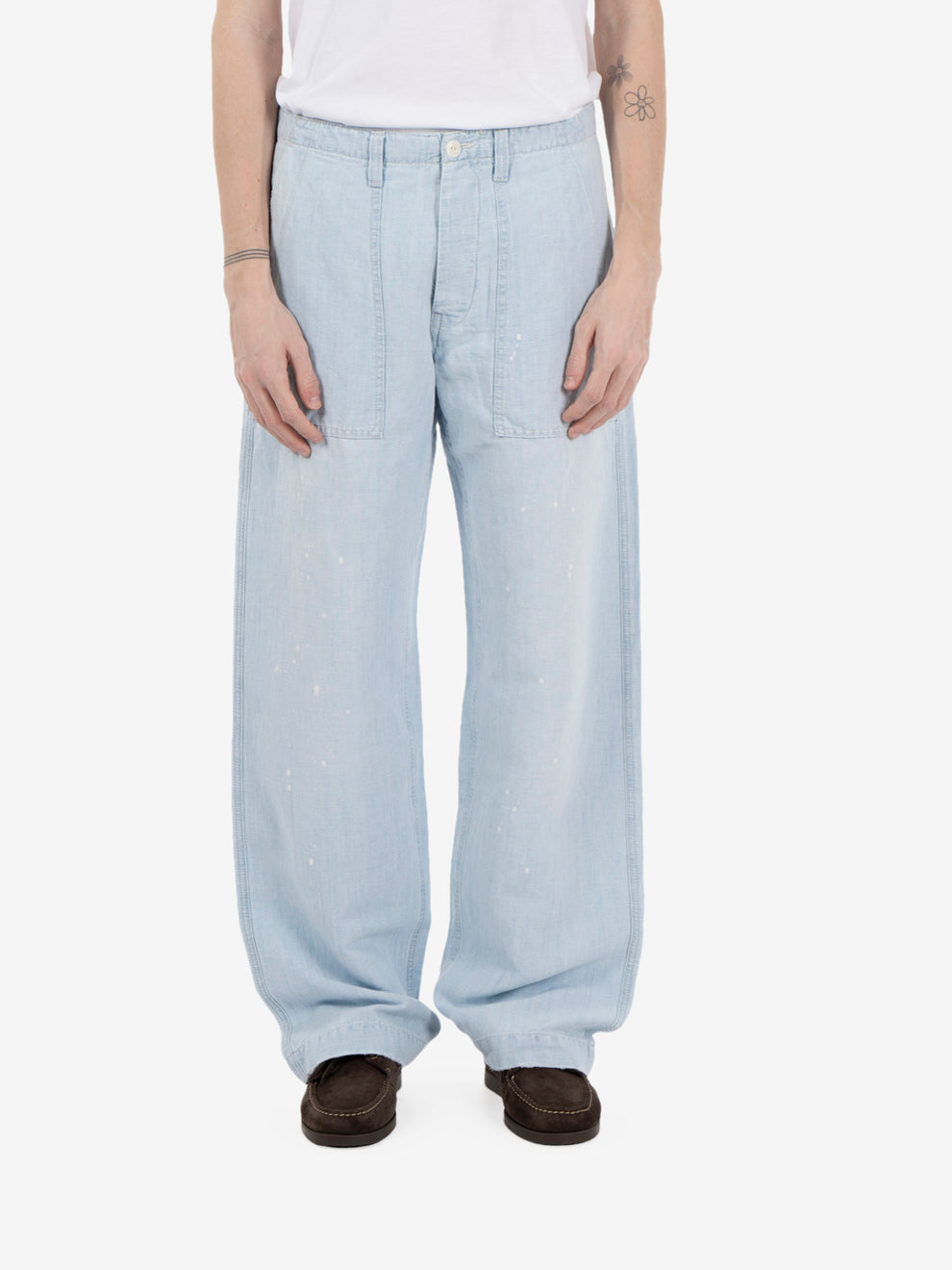 Fatigue Painter pants Chambray cotton-linen stone denim