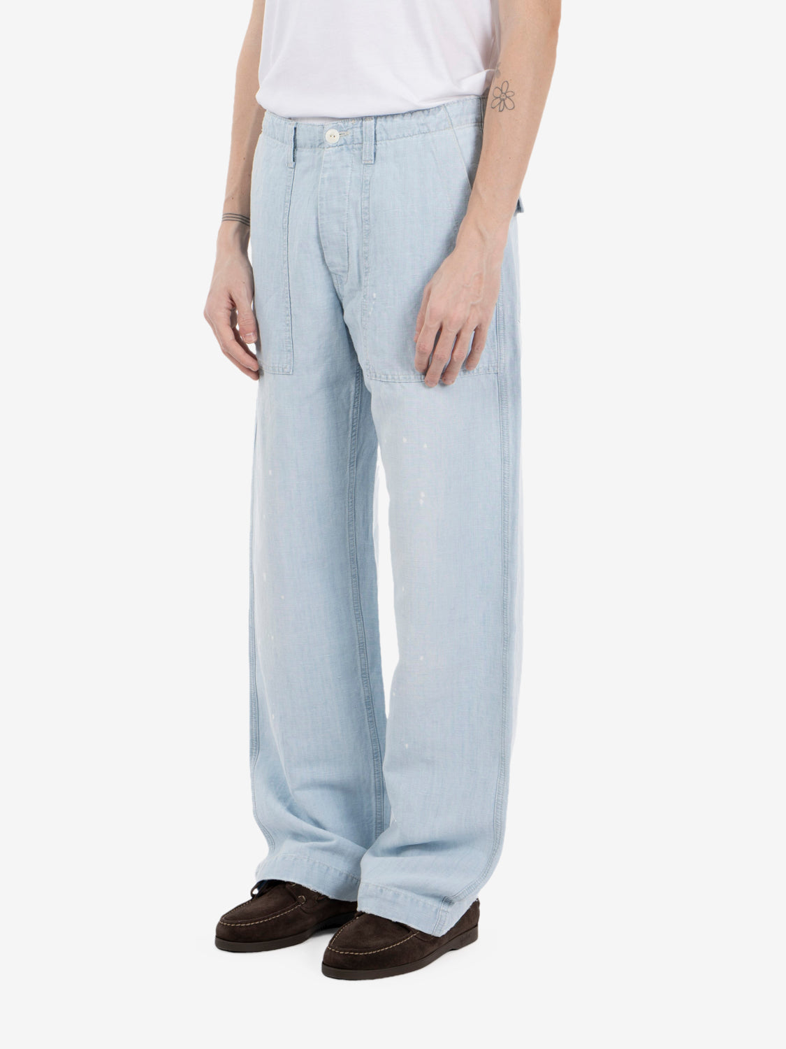 Fatigue Painter pants Chambray cotton-linen stone denim
