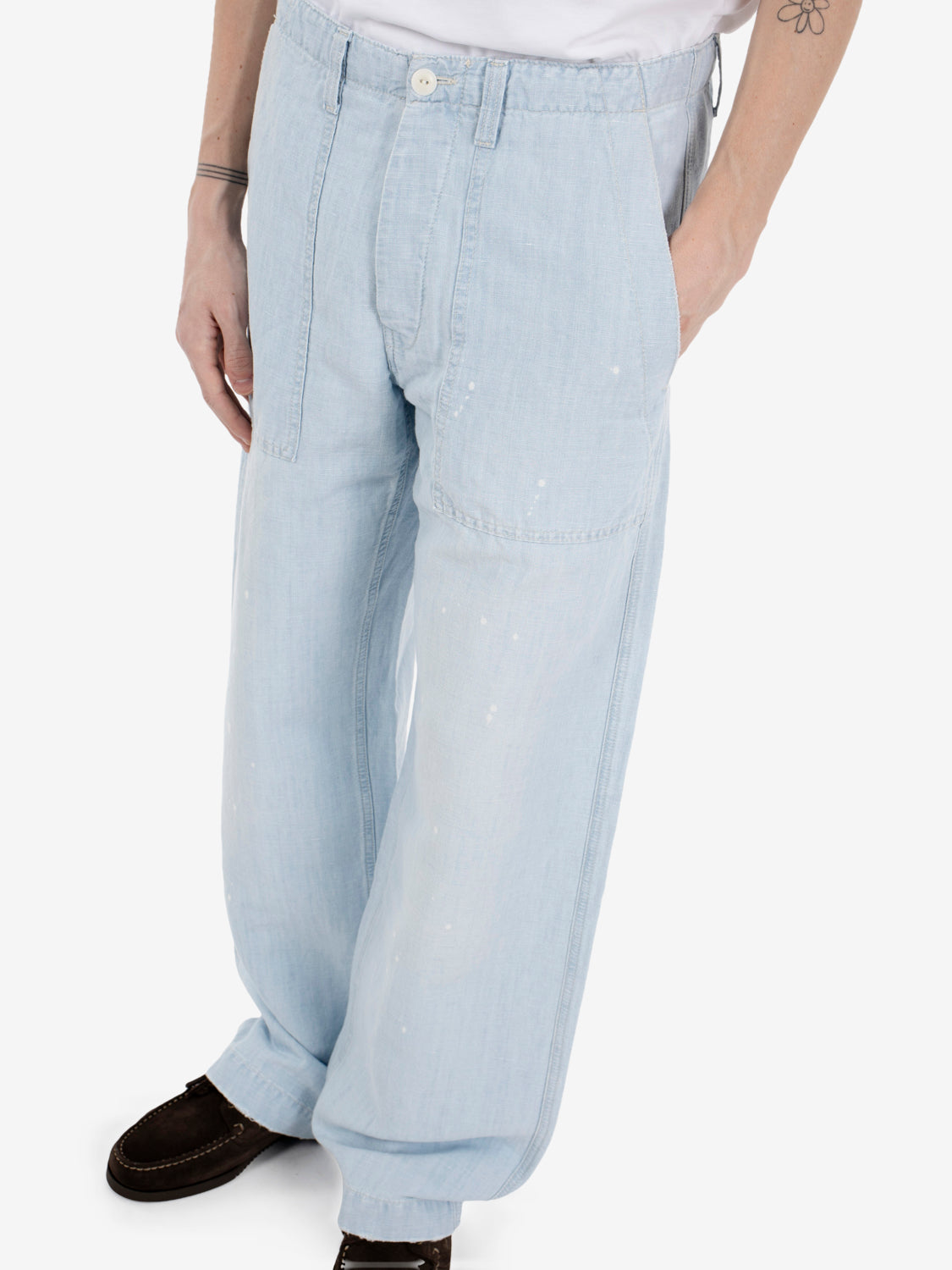 Fatigue Painter pants Chambray cotton-linen stone denim