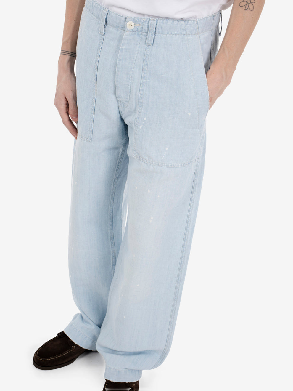 Fatigue Painter pants Chambray cotton-linen stone denim