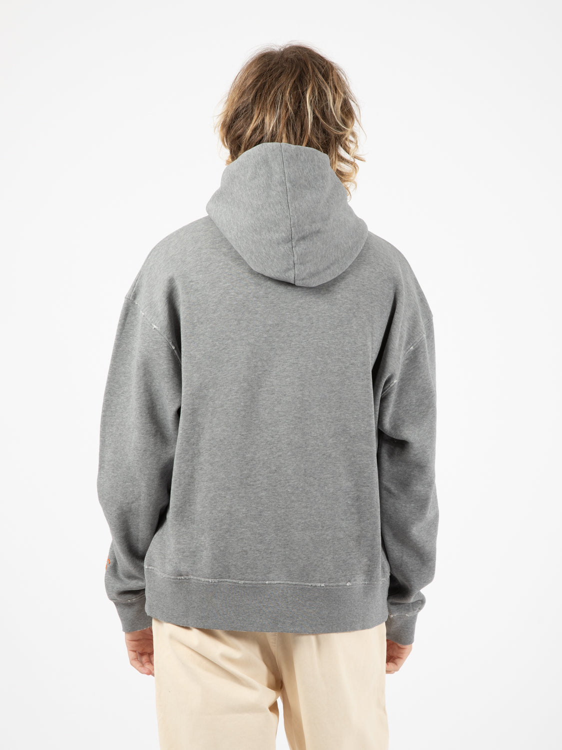 Hood over sweatshirt with grey melange embroidery