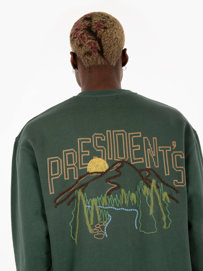 PRESIDENT'S - Felpa landscape hand embroidery university green