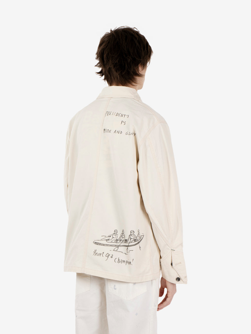 Work jacket Stuart hand printed ecru