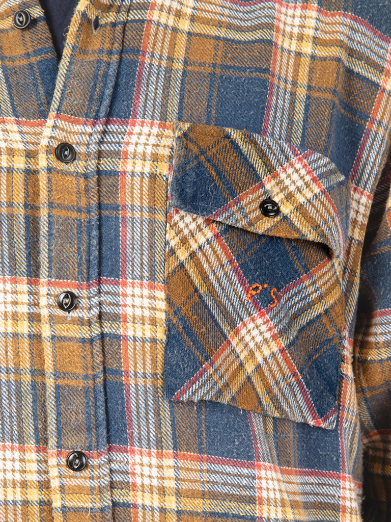 PRESIDENT'S - Camicia Tartan vintage in flanella blu