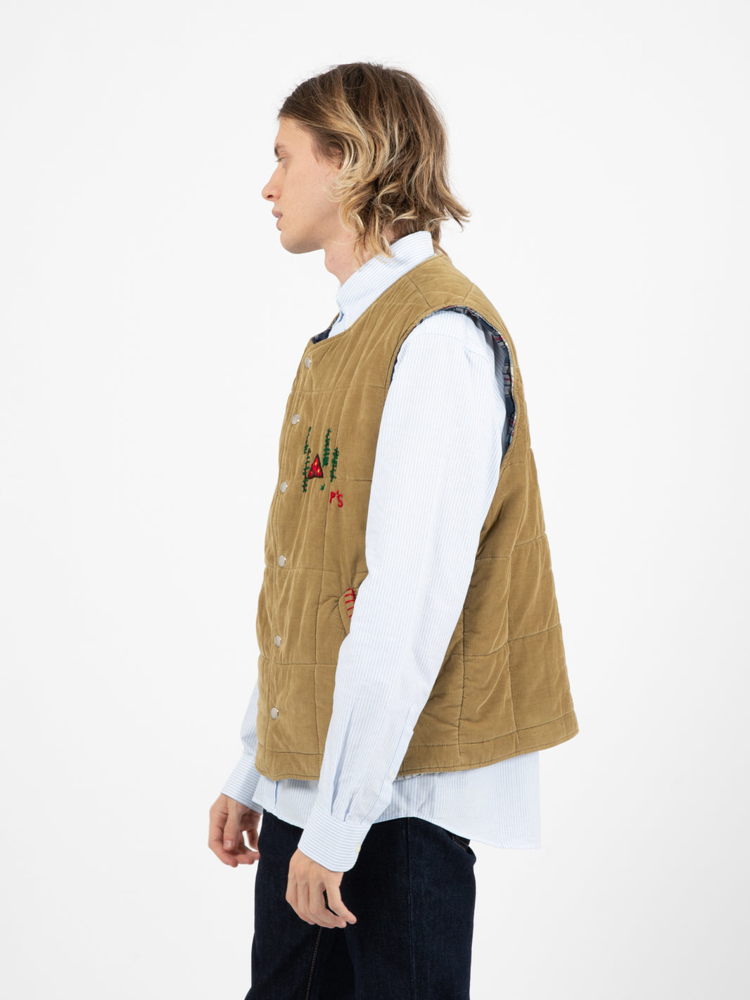 Khaki embroidered vest