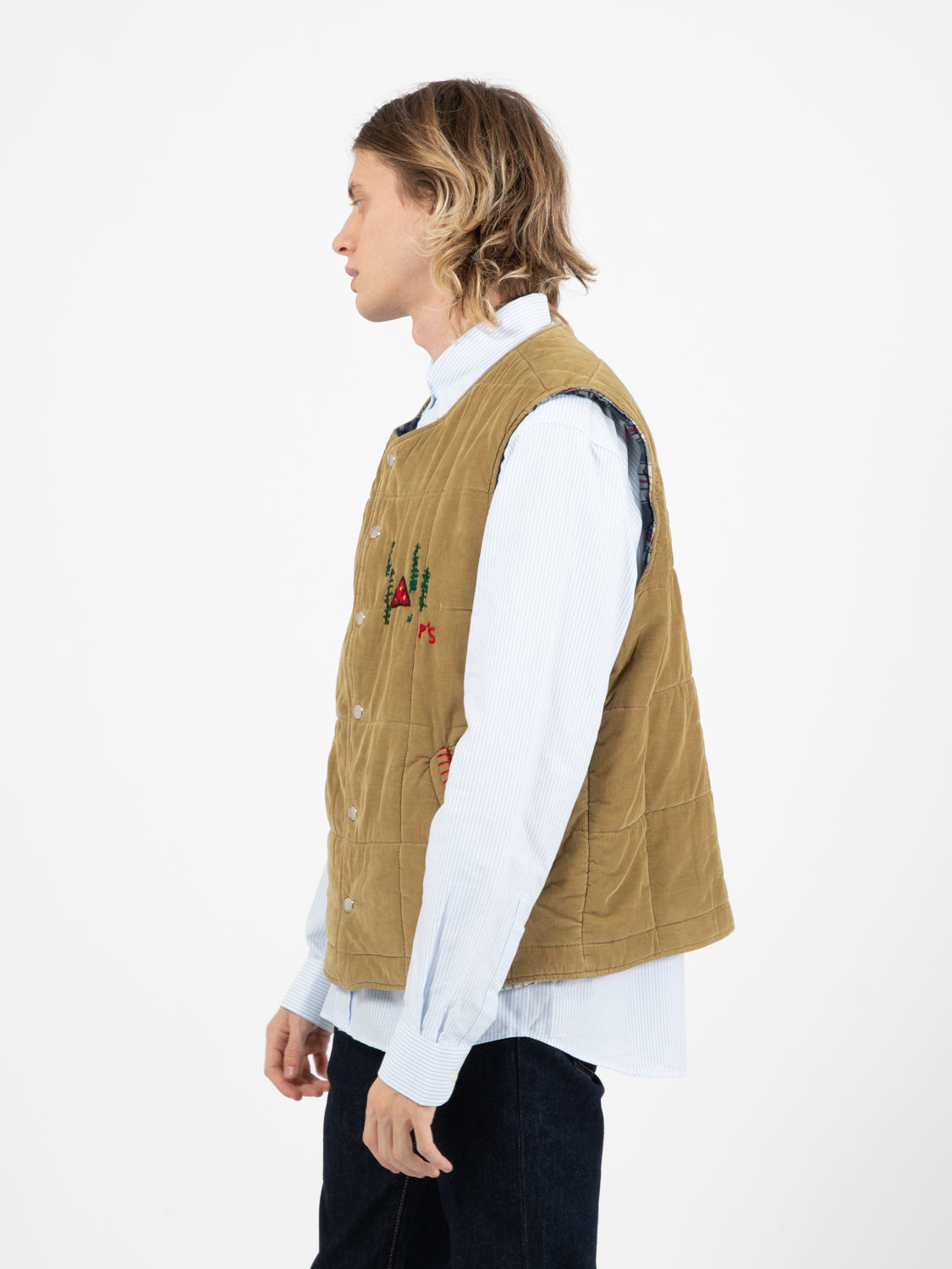 Khaki embroidered vest