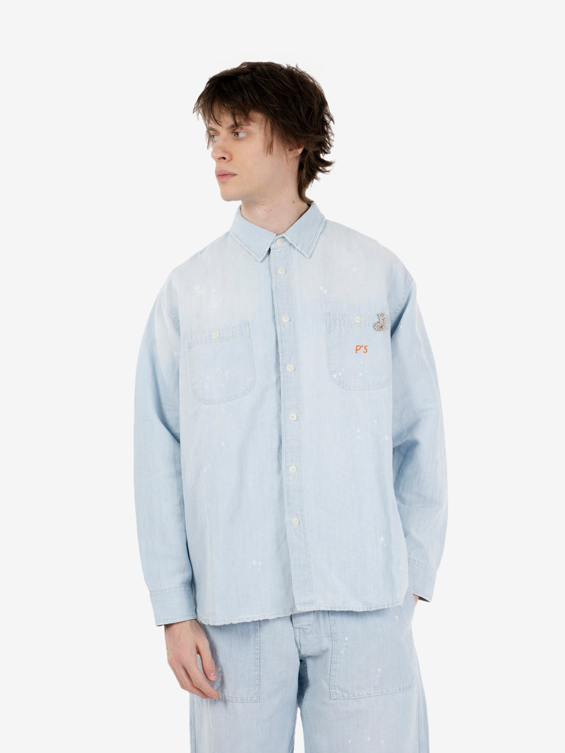 Painter shirt Chambray cotton linen stone denim