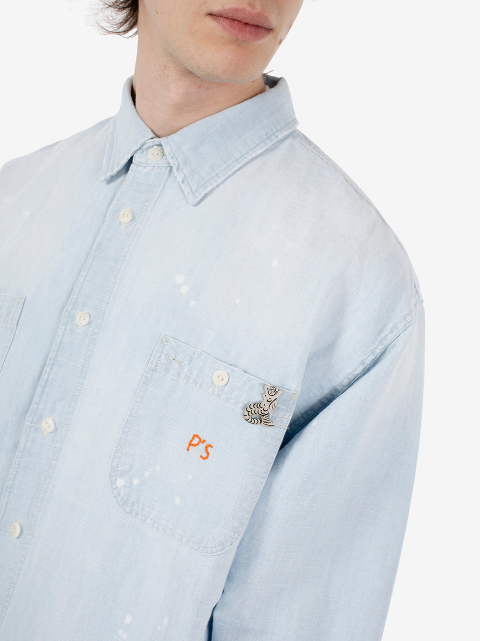 Painter shirt Chambray cotton linen stone denim