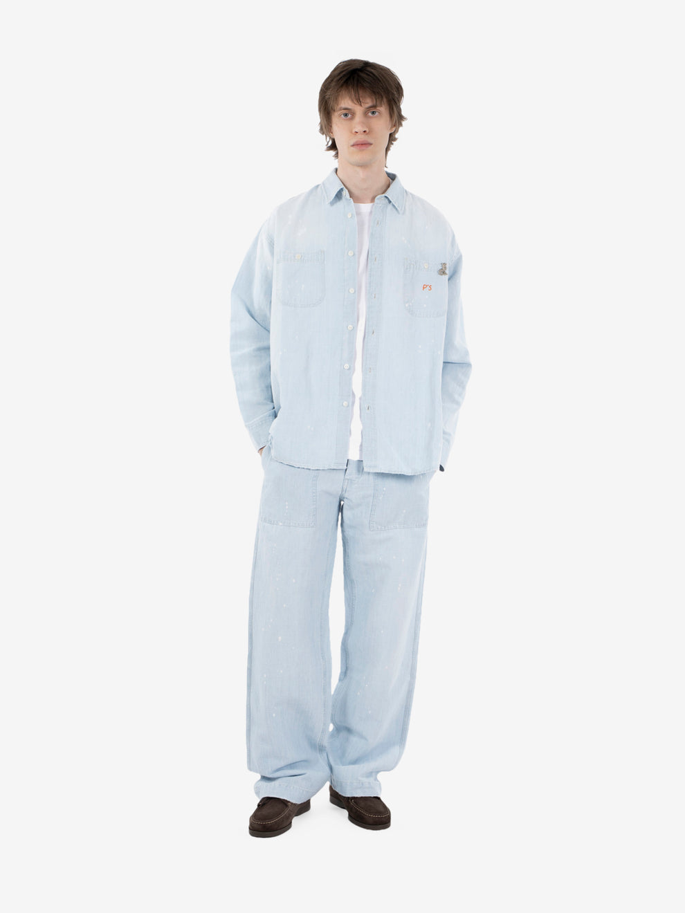 Fatigue Painter pants Chambray cotton-linen stone denim
