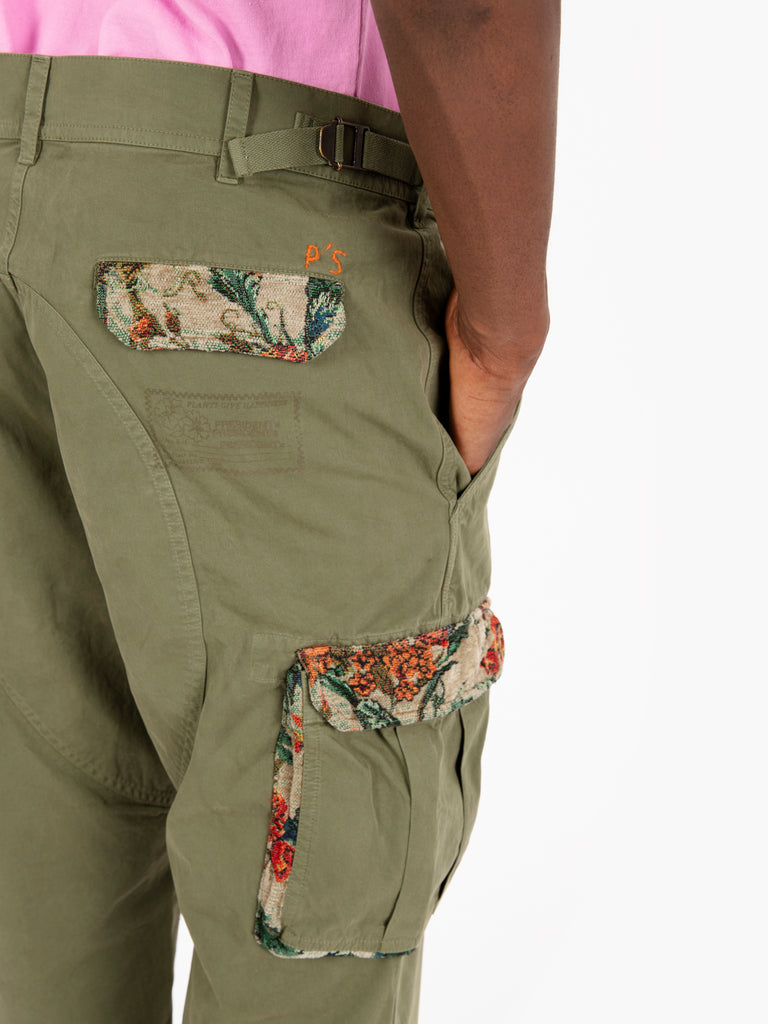 PRESIDENT'S - Pantaloni cargo Kubrick gabardine army green