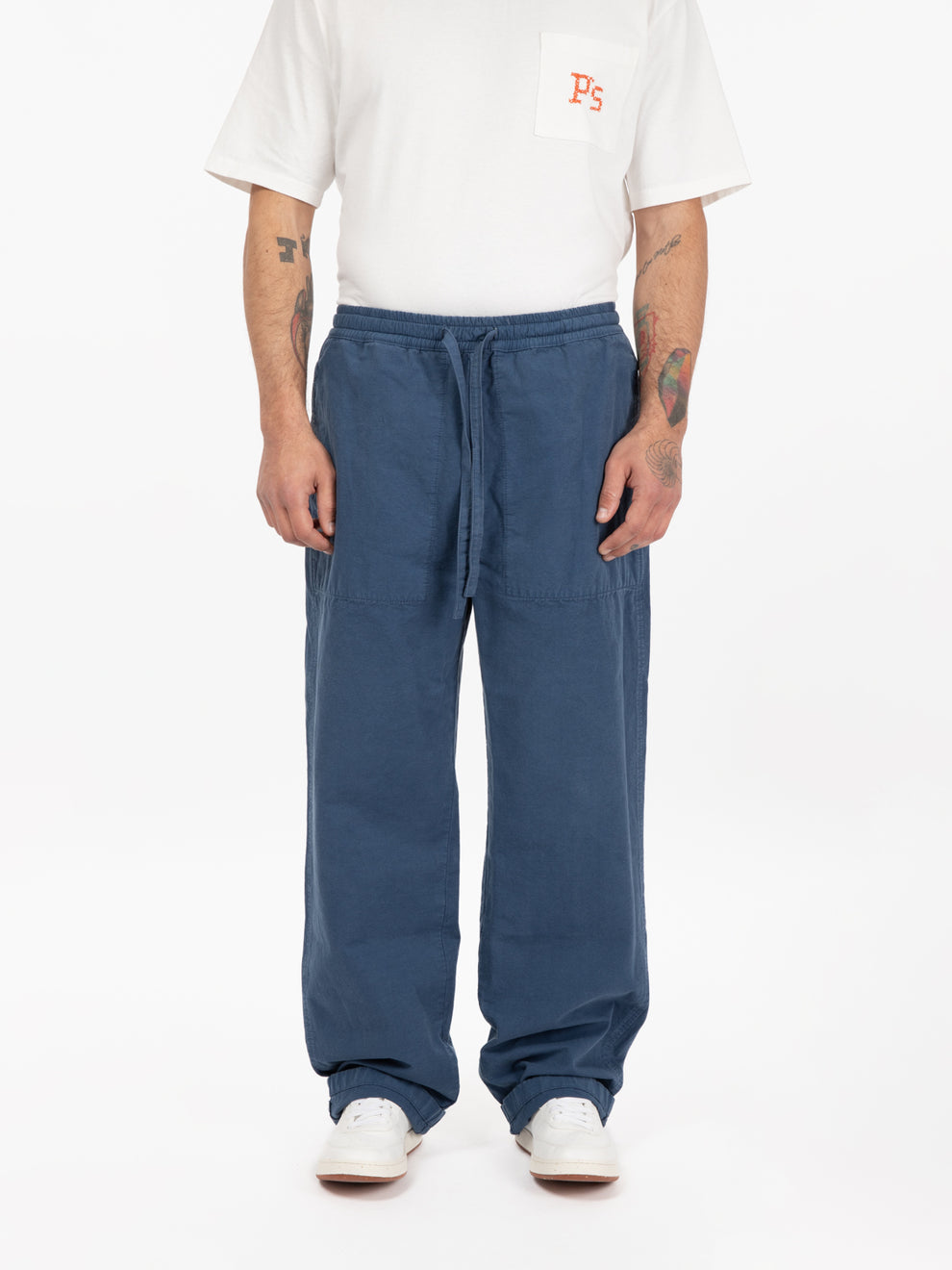 Pantaloni Time Off canvas blue washed