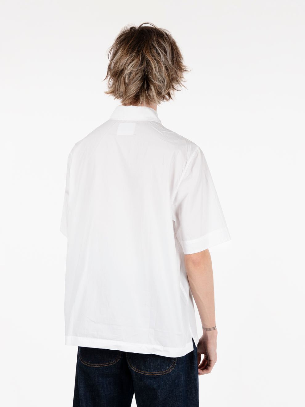 Poplin polo shirt dyed off white