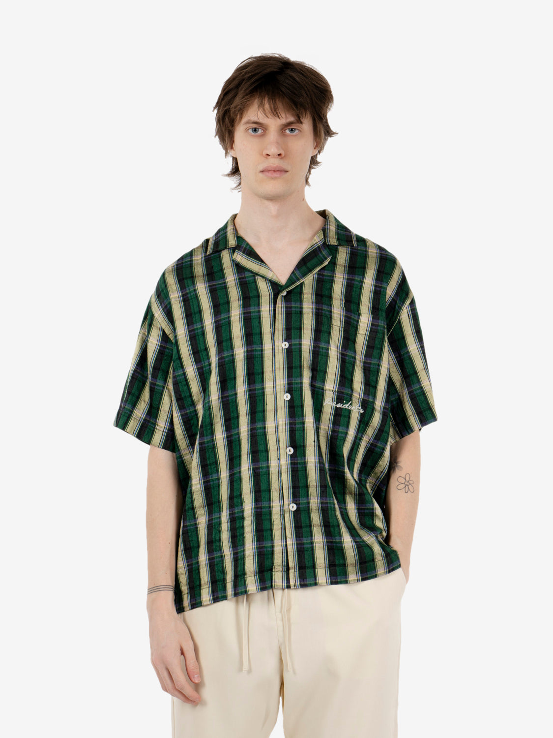 Shirt Reef Artisanal check silk green