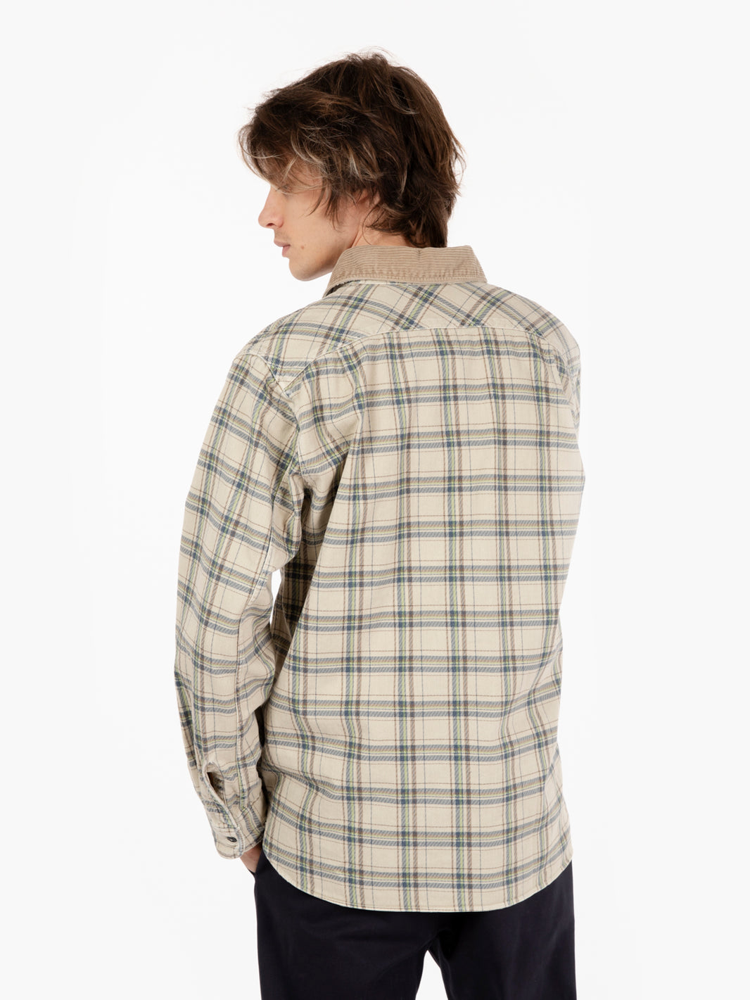 Kansas heavy check destroyed overshirt ecru / green