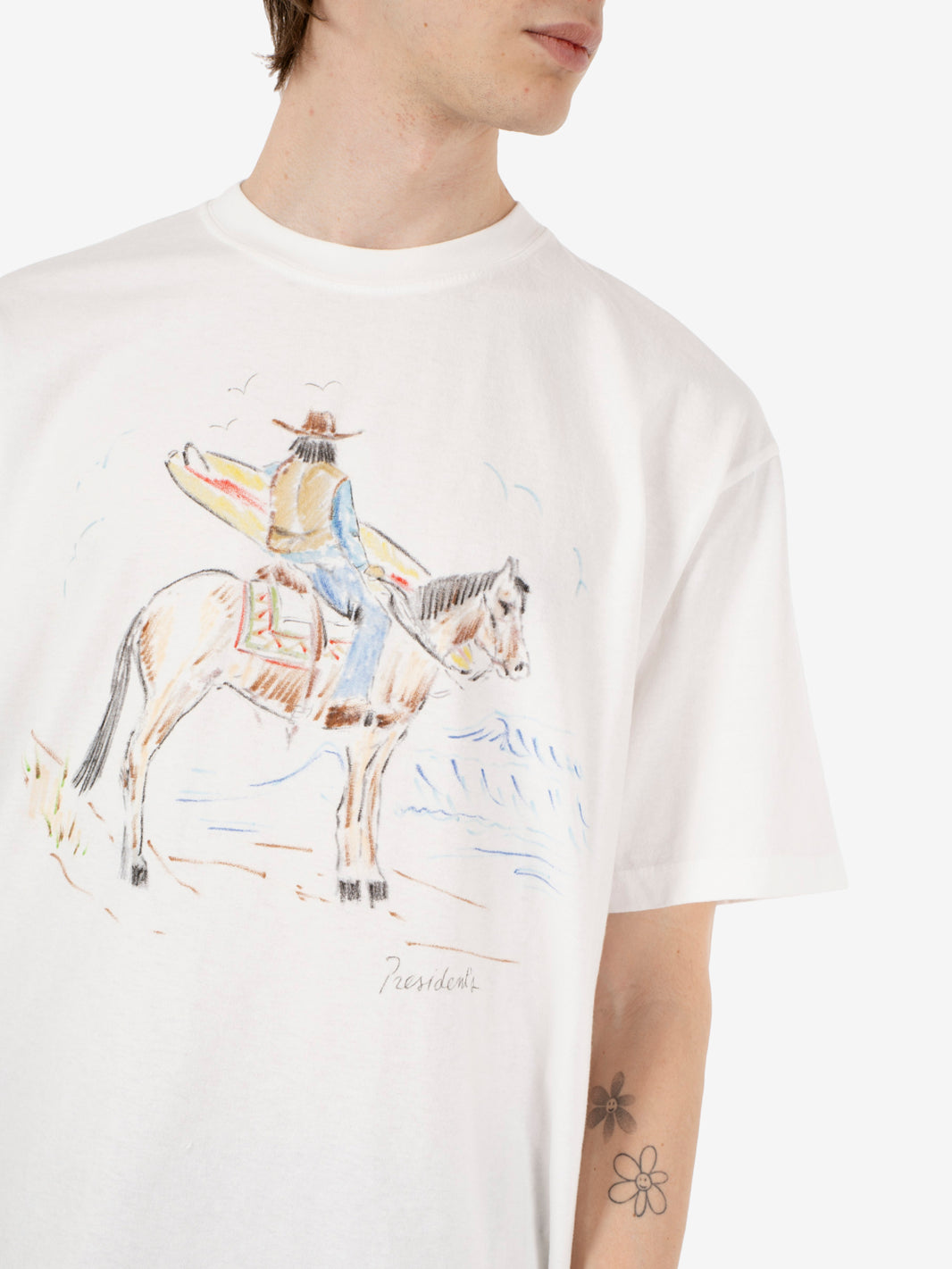 Hand paint Cowboy T-Shirt Washed off white