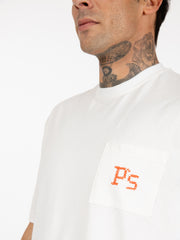 PRESIDENT'S - T-shirt jersey con tasca e ricamo bianco