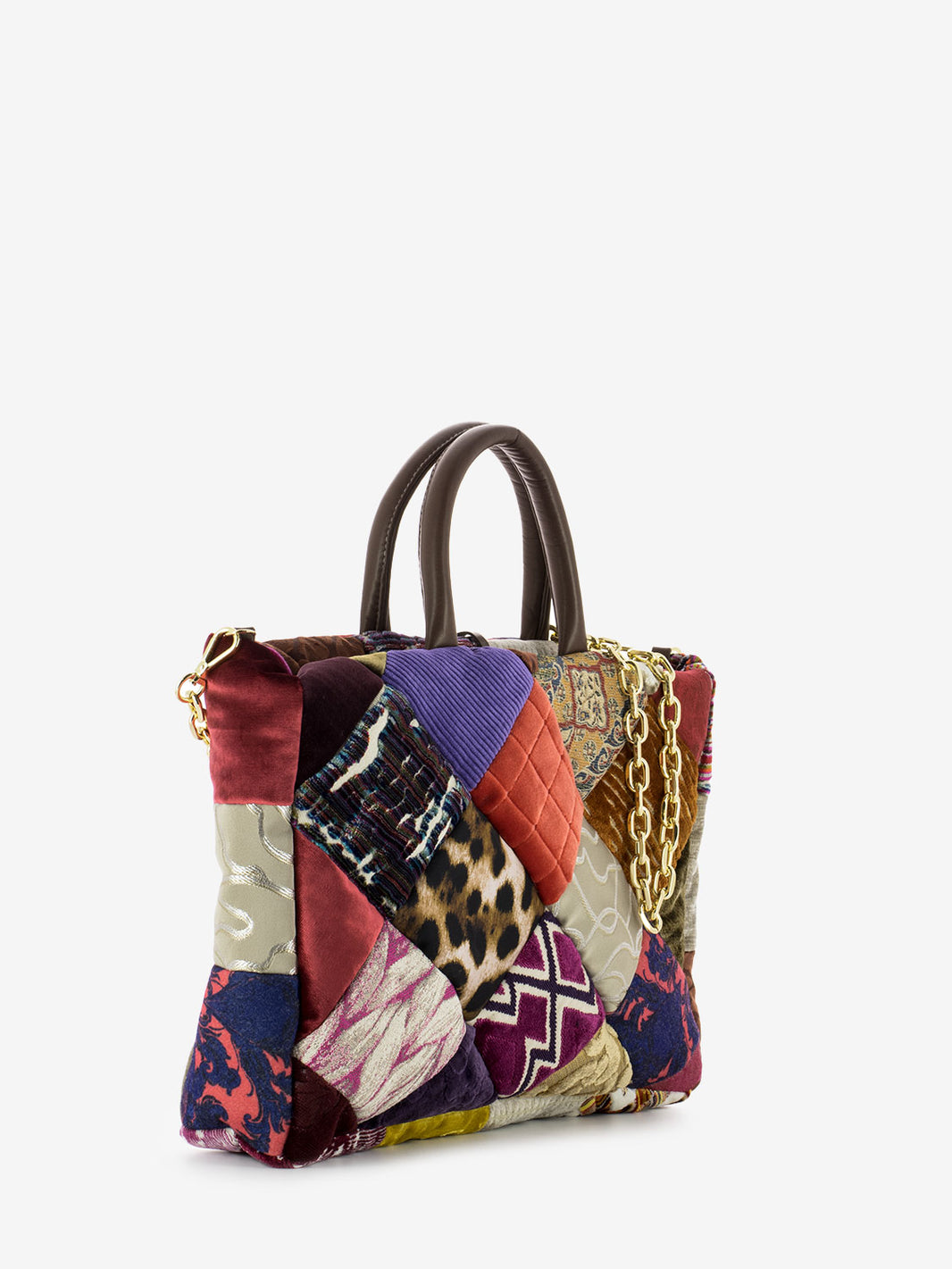 Borsa grande Max in velluto patch fuoco