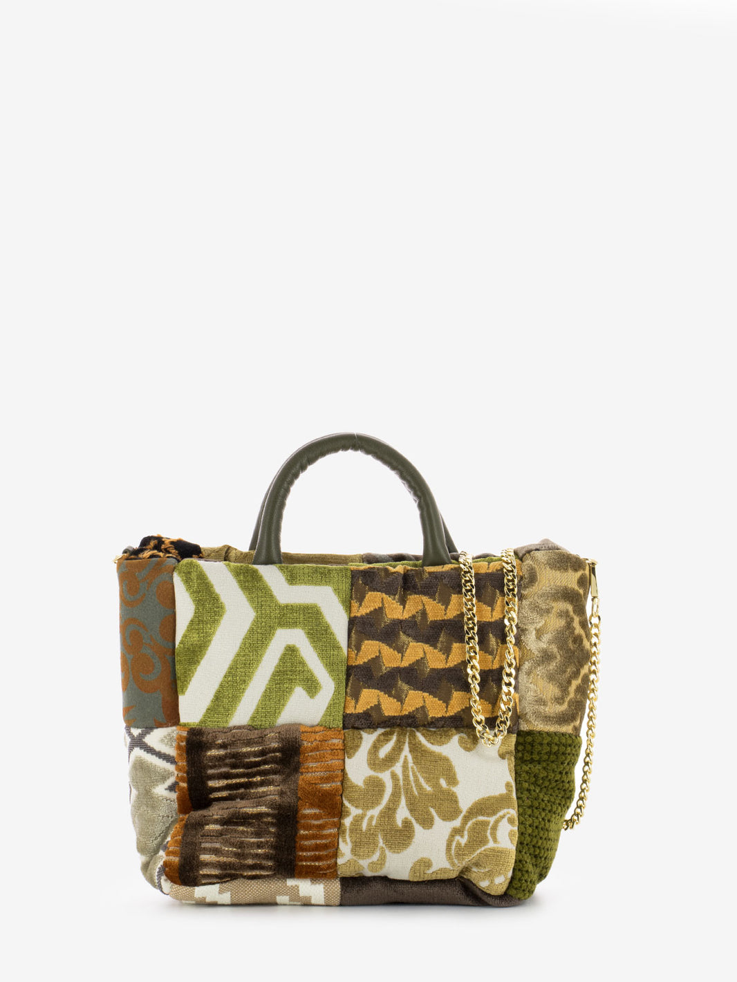Borsa media Clelia in velluto patch terra