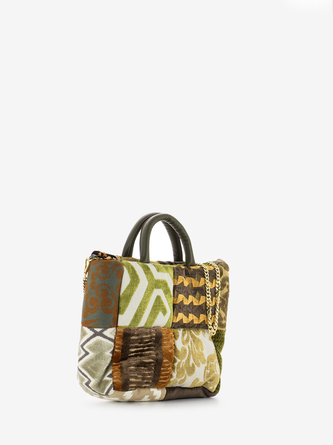 Borsa media Clelia in velluto patch terra