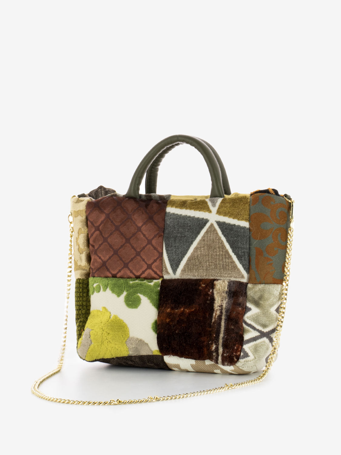 Borsa media Clelia in velluto patch terra