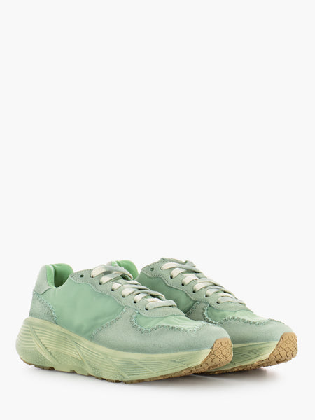 Sneakers in tessuto e suede menta