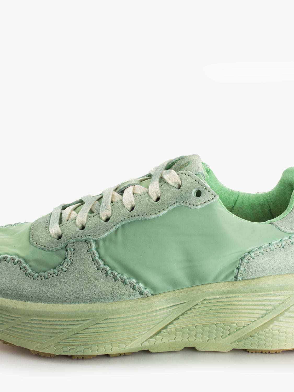 Sneakers in tessuto e suede menta