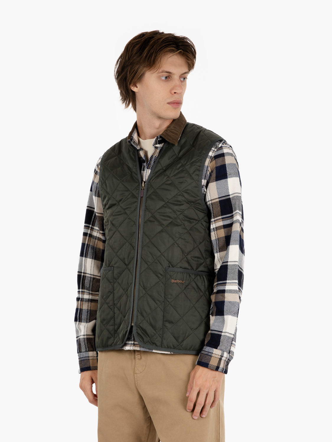 Gilet quilted tartan olive
