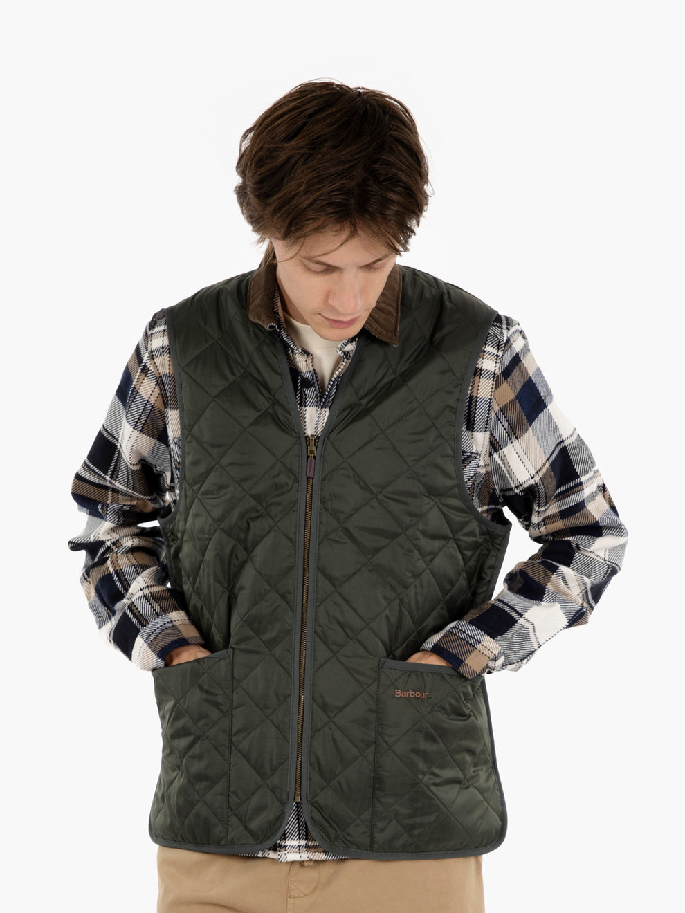 Gilet quilted tartan olive