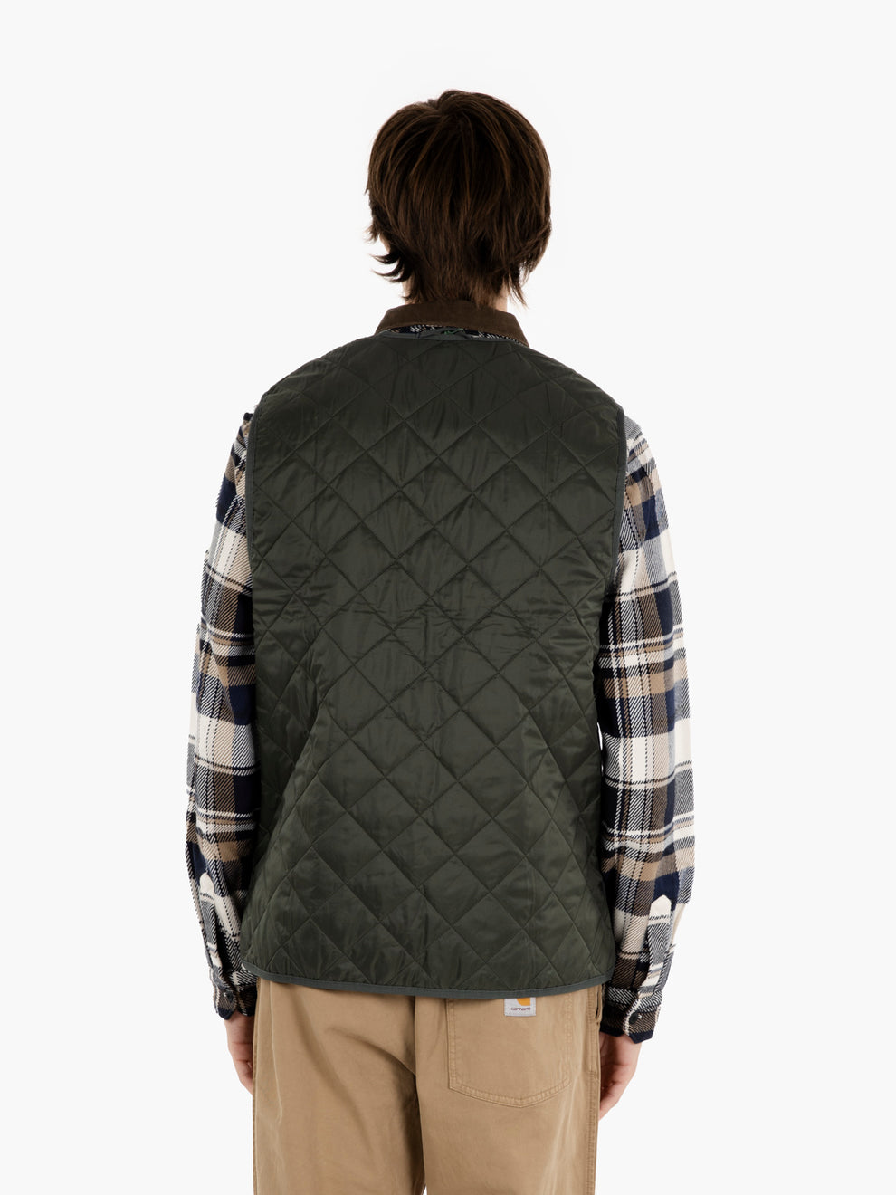 Gilet quilted tartan olive