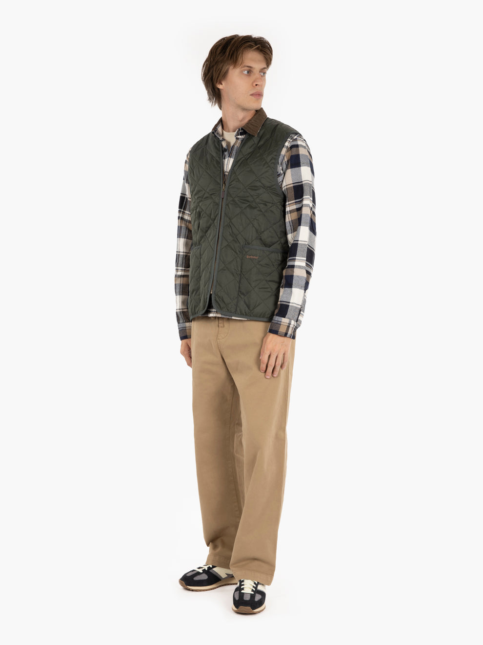Gilet quilted tartan olive