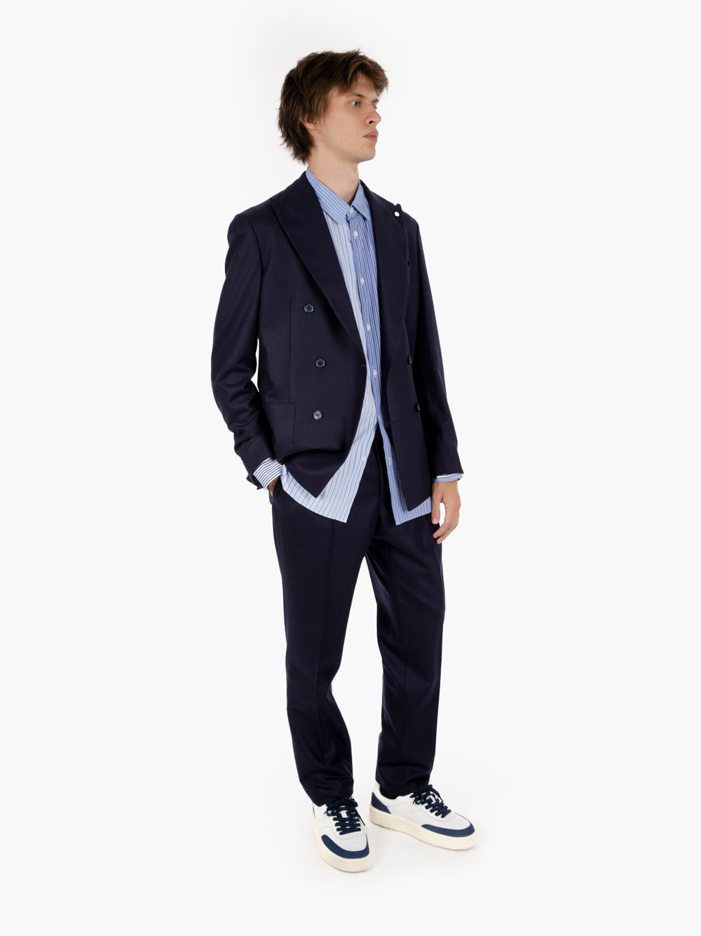 Abito doppiopetto in lana blu