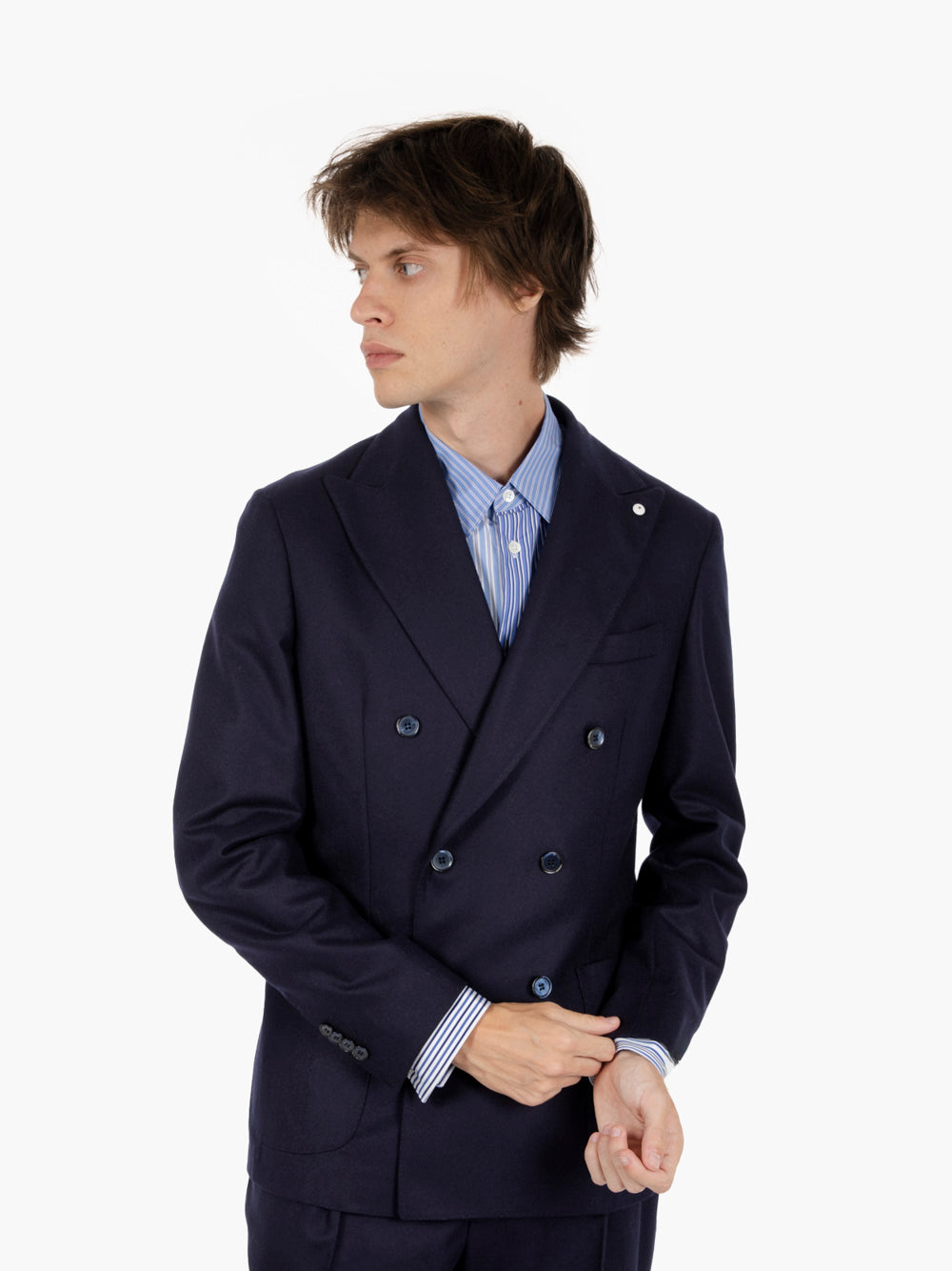 Abito doppiopetto in lana blu