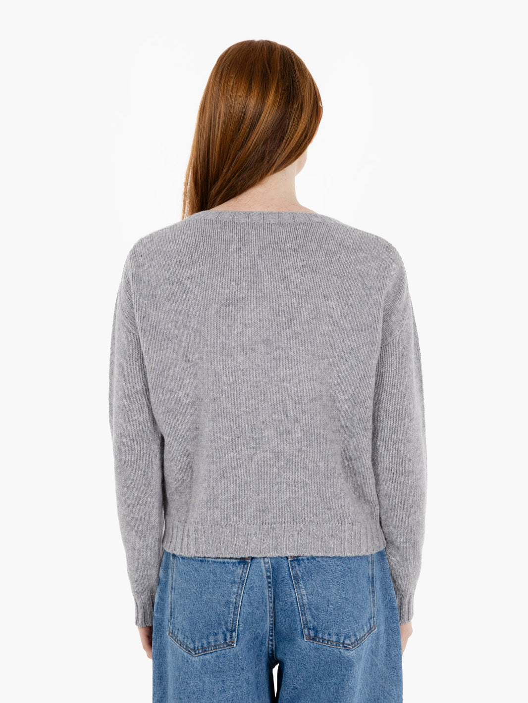 Medium Melange Wool Cable Knit Sweater