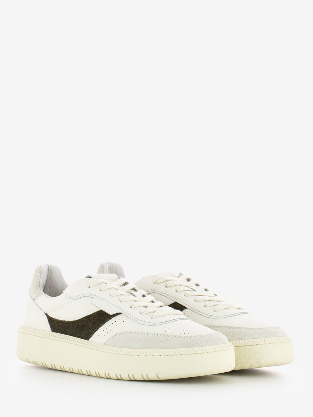 Sneakers leather suede offwhite / green
