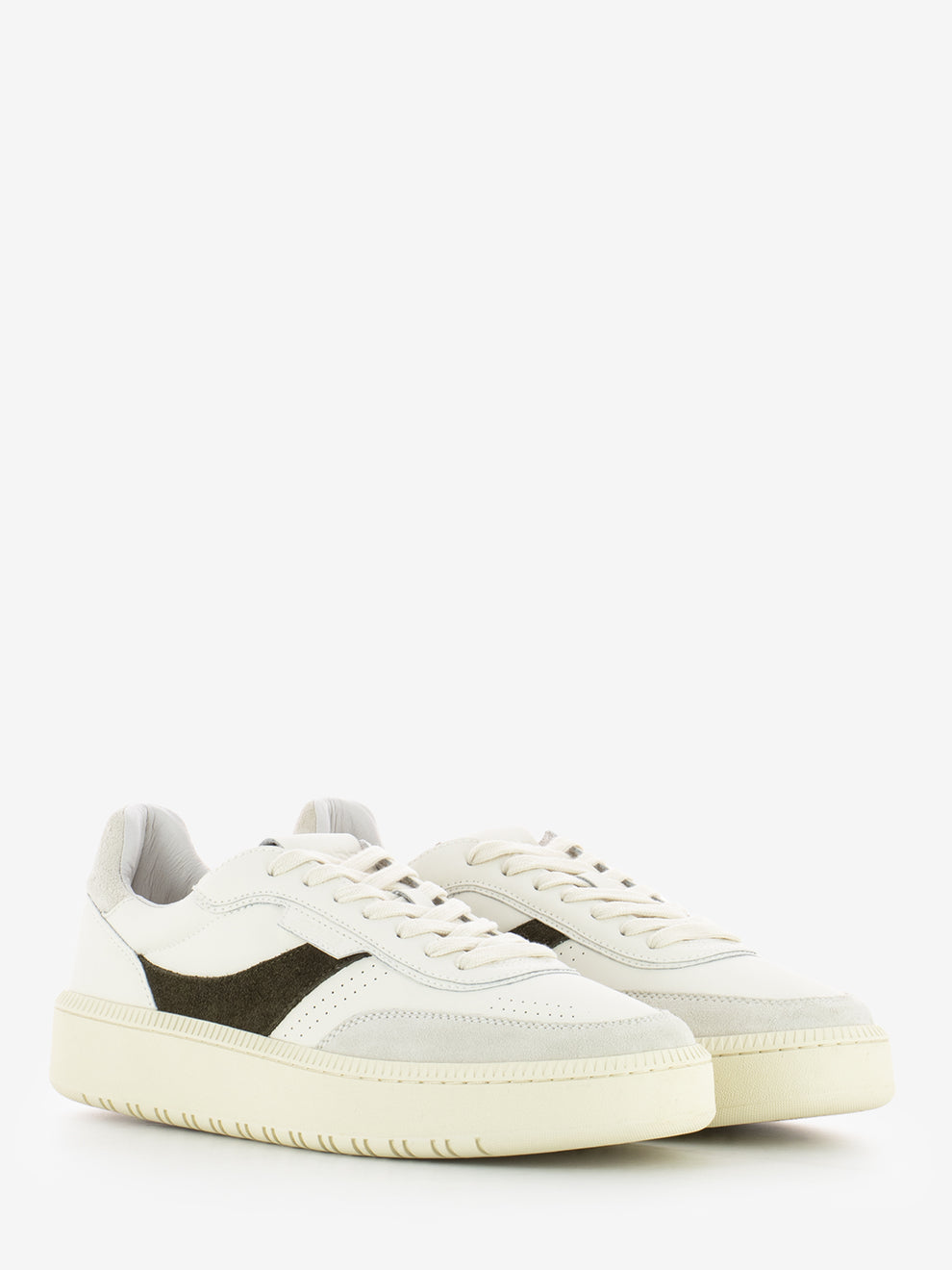 Sneakers leather suede offwhite / green