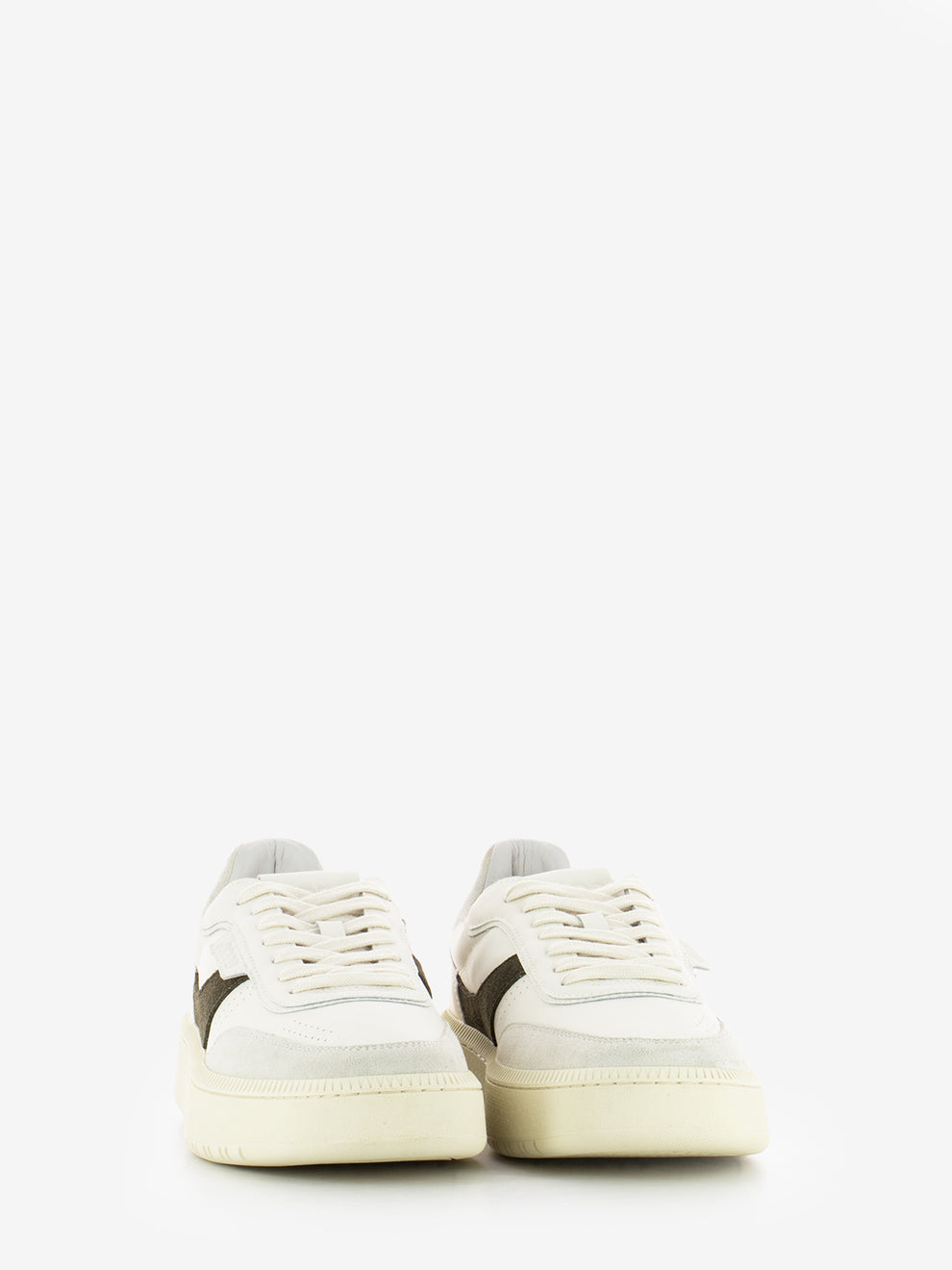 Sneakers leather suede offwhite / green