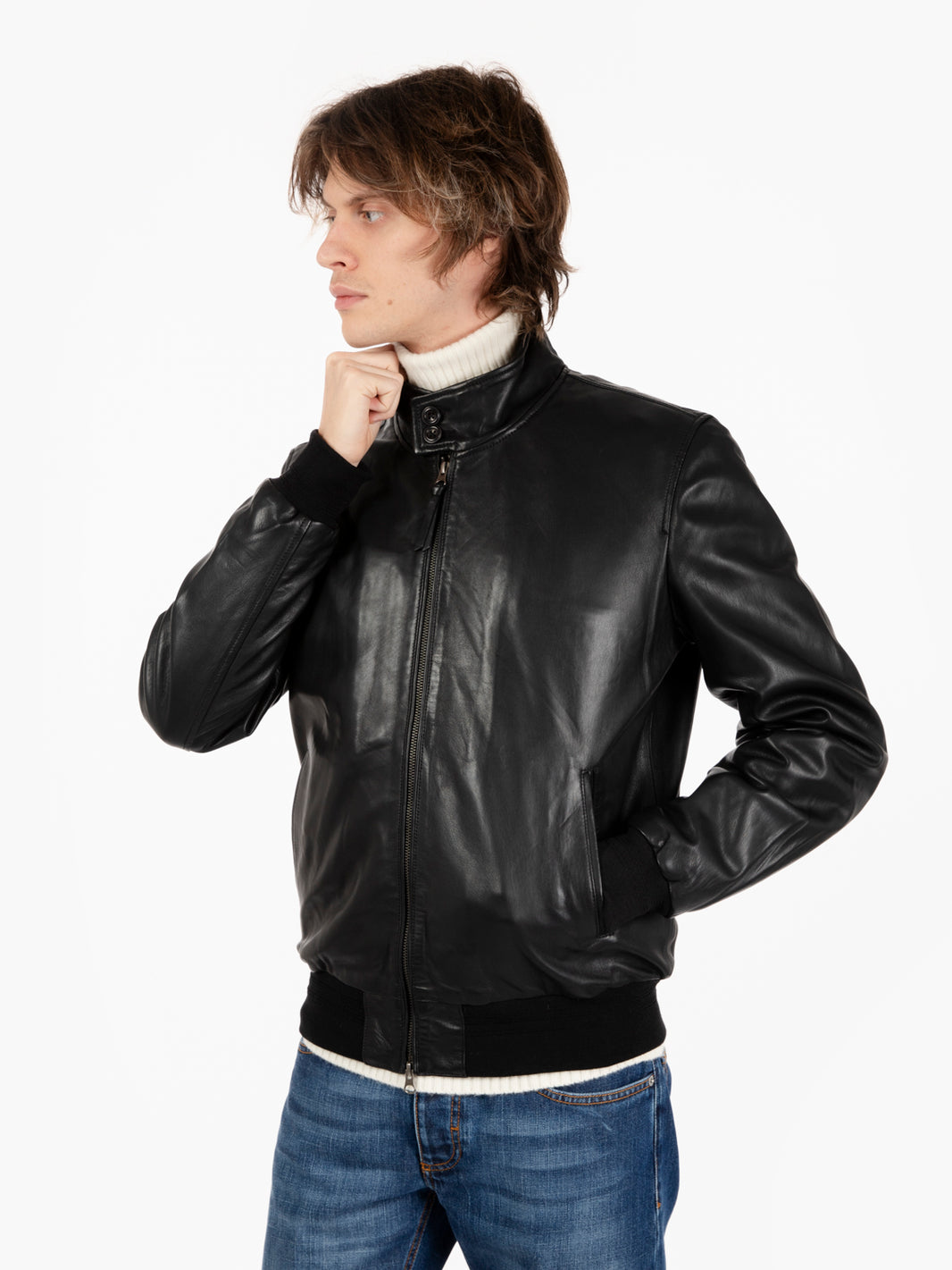 Black lined leather jacket