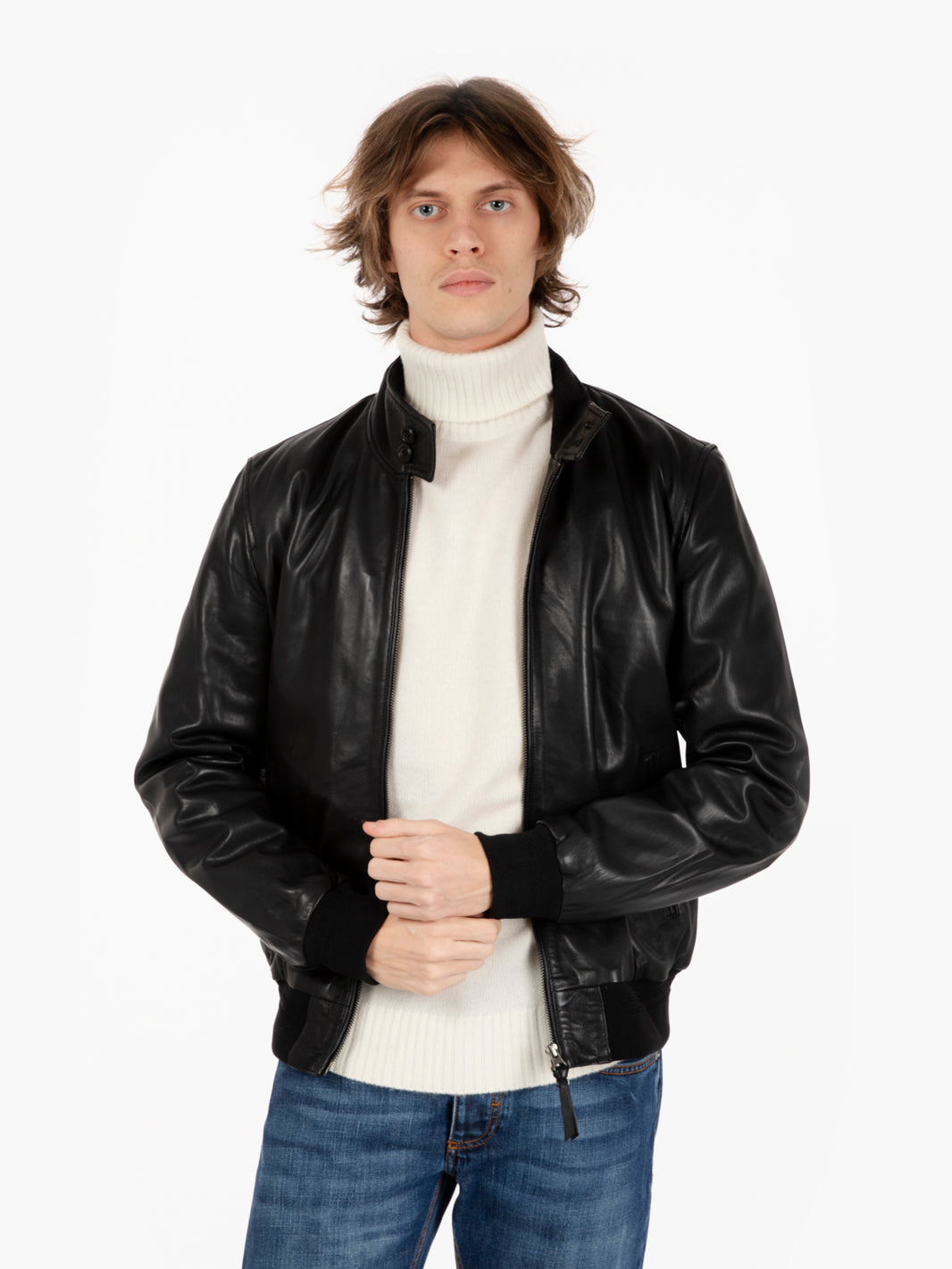 Black lined leather jacket