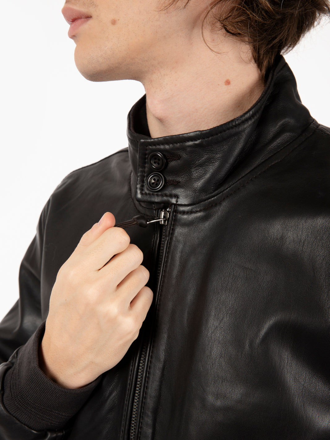 Dark brown lined leather jacket