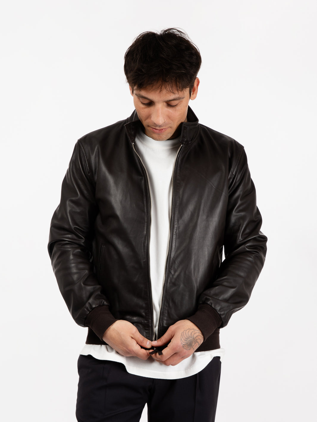 Dark brown lined nappa jacket