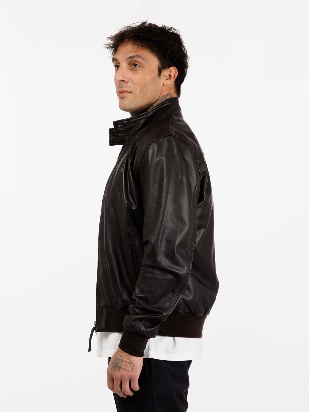 Dark brown lined nappa jacket