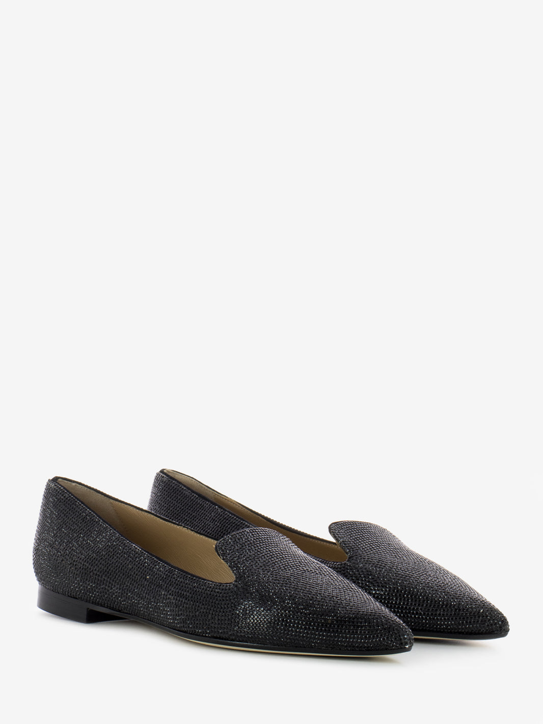 Black crystal ballerinas