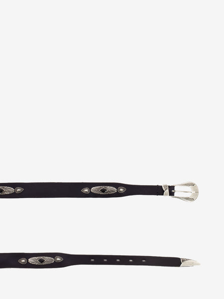 Cintura in cuoio con pietre nero