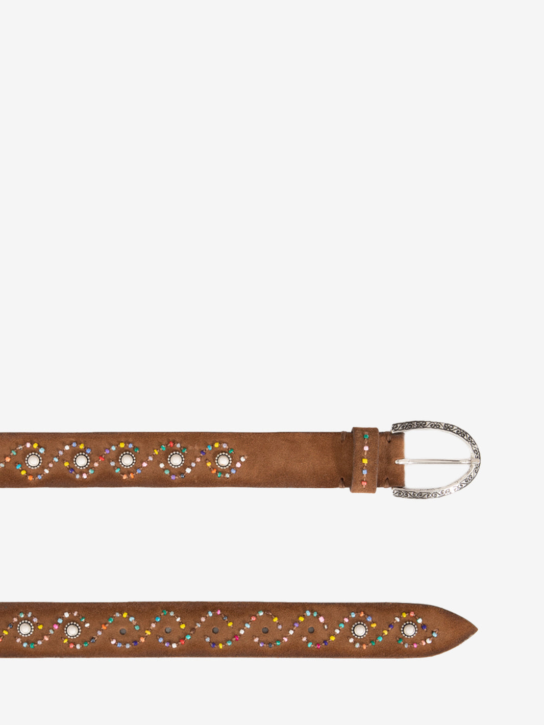 Brown belt with multicolor decorations