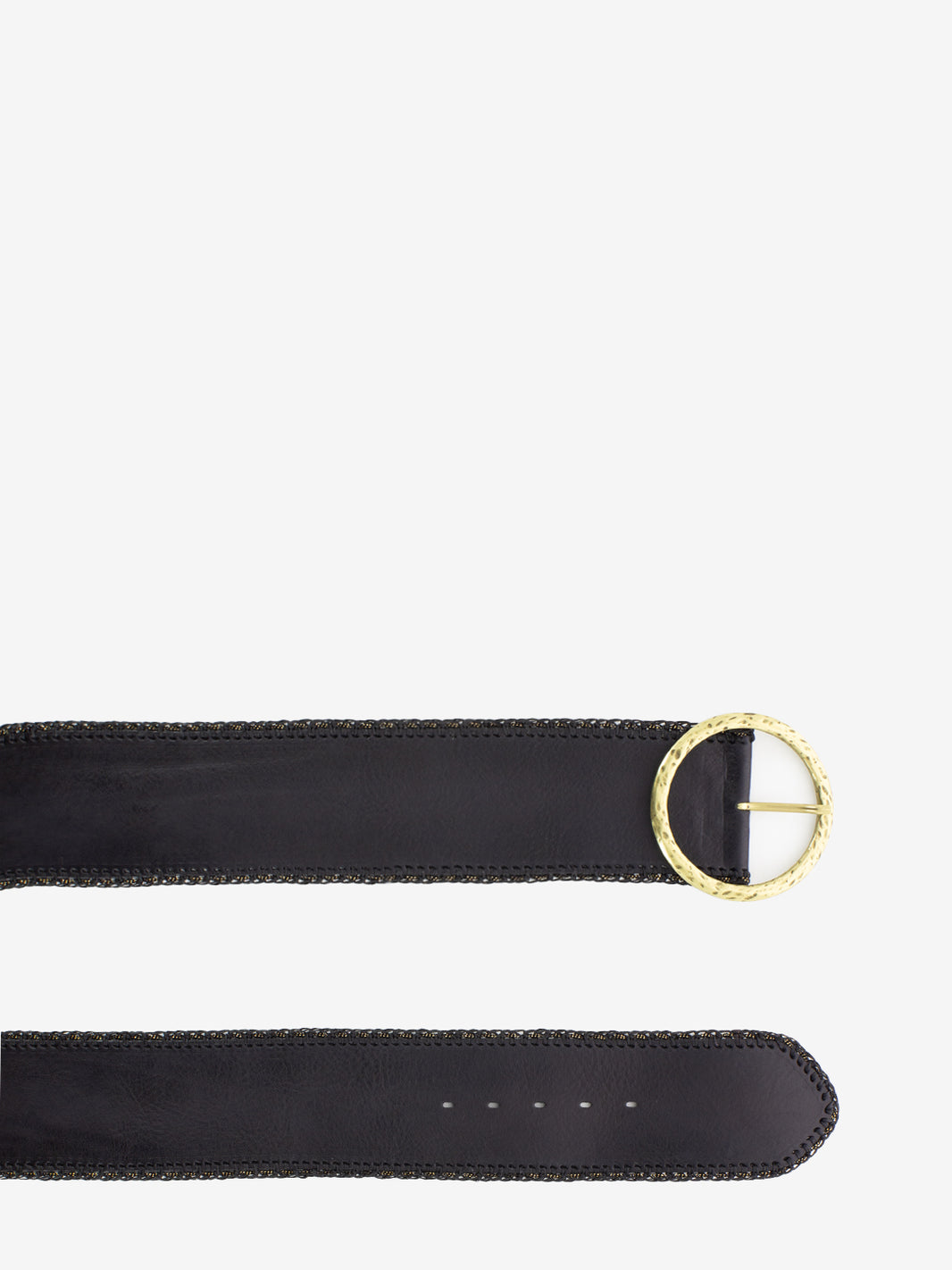 Maxi cintura in pelle nera con ricami