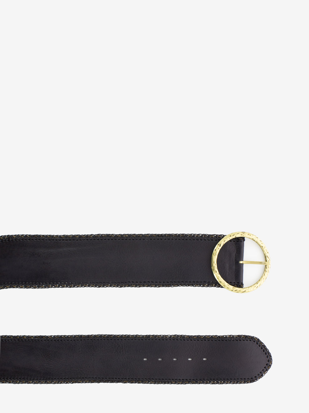 Maxi cintura in pelle nera con ricami